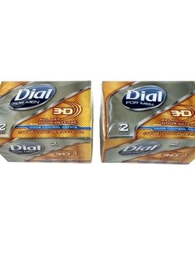 Dial For Men 3D All Day Odor Defense Bar Soap Antibacterial -2 Pack / 4 Bars New